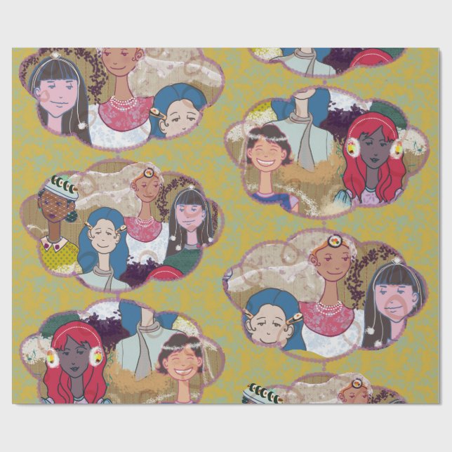 Papel De Presente Happy Illustrated Gift Wrapping Paper (Aberto)