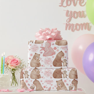 Papel De Presente Happy Mother’s Day Cute Bear & Bunny