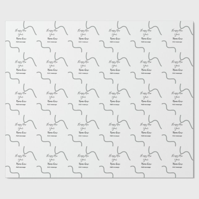 Papel De Presente Happy new year name message gray simple holiday  (Aberto)