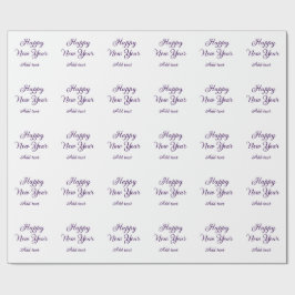 Papel De Presente Happy new year purple calligraphy simple minimal