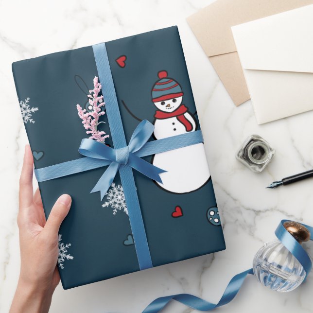 Papel De Presente Happy Snowman (Presentear)