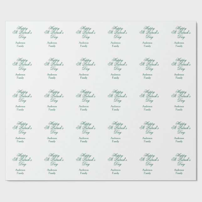 Papel De Presente Happy St. Patrick's day family name green sminimal (Aberto)