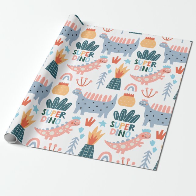 Papel De Presente Happy Super Dino (Desenrolado)