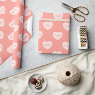 Papel De Presente Happy valentine day Cute Pink hearts XOXO