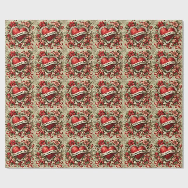 Papel De Presente Happy Valentine's Day decorative illustration (Aberto)