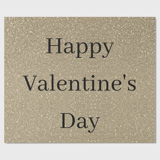 Papel De Presente Happy Valentine's Day Glittery Gold Black Custom (Aberto)