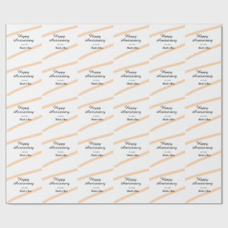 Papel De Presente Happy wedding anniversary orange pastel lines name