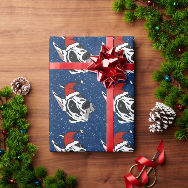 Papel De Presente Harlequin Great Dane Christmas (Presente de Natal)
