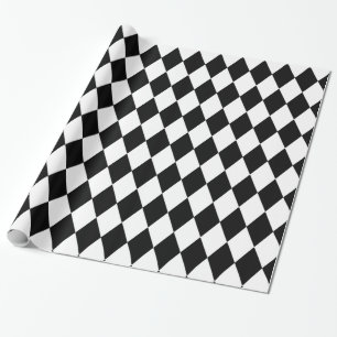 Papel De Presente Harlequin preto e branco