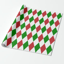 Papel De Presente Harlequin vermelho, verde e branco muito grande