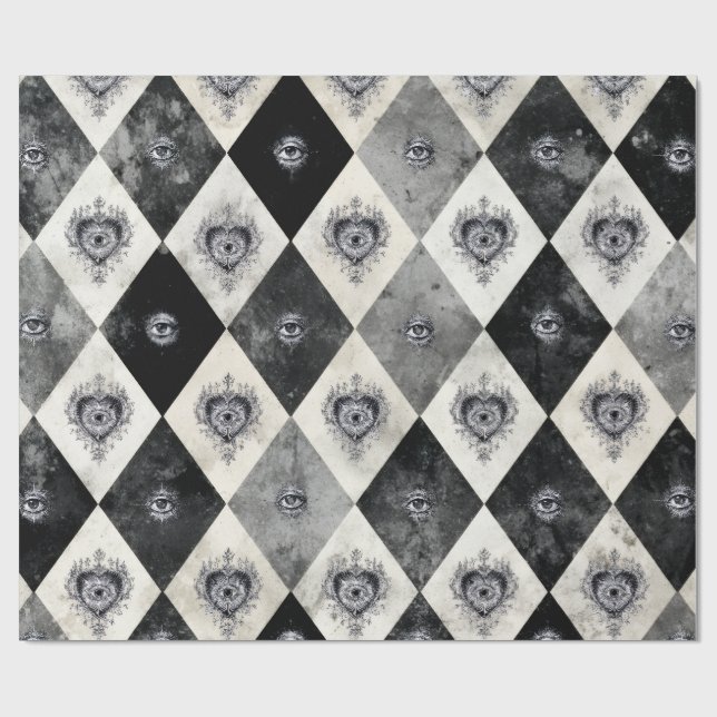 Papel De Presente Harlequin with All-Seeing Eyes Wrapping Paper (Aberto)