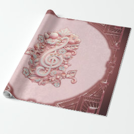 Papel De Presente Harmonia a rosa, uma majestosa e estilizada clave