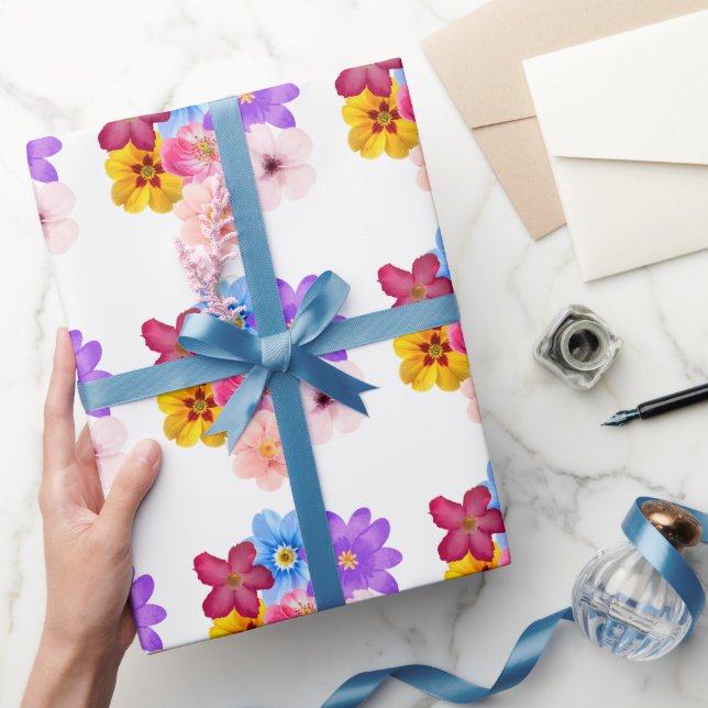 Papel De Presente Harmonia da Primavera - Buquê de Flores Mista em A (Presentear)