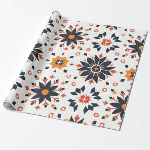 Papel De Presente Harmonia Floral Geométrica