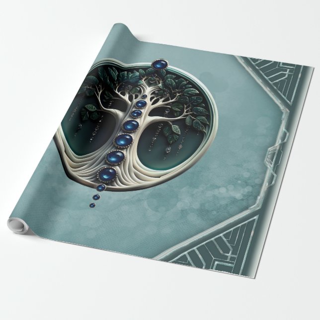 Papel De Presente Harmonia na árvore mística da vida. (Desenrolado)