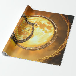 Papel De Presente Harpa Celestial da Lua Dourada