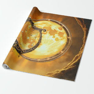 Papel De Presente Harpa Celestial da Lua Dourada