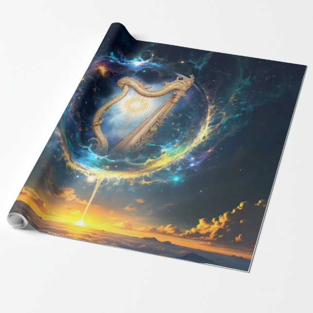 Papel De Presente Harpa Celestial dos Céus Lunares.  (Desenrolado)