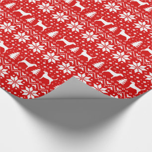 Papel De Presente Harrier Dog Silhouettes Natal Vermelho