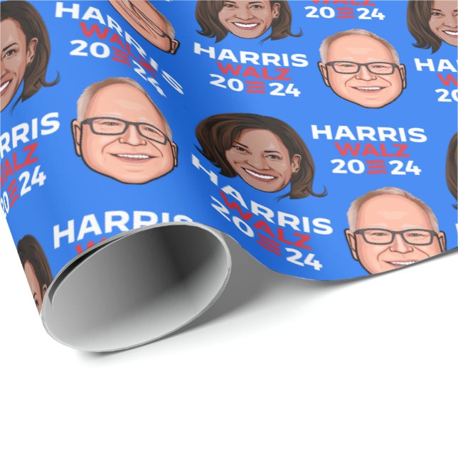 Papel De Presente Harris Walz 2024 Wrapping Paper (Ponta do rolo)