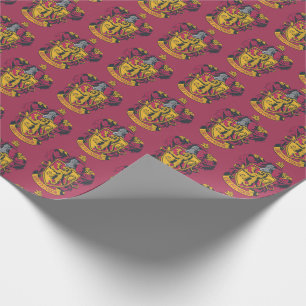 Papel De Presente Harry Potter   Gryffindor Crest Dourado e Vermelho