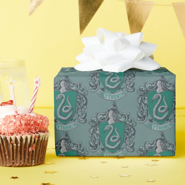 Papel De Presente Harry Potter | Slytherin Crest Green (Festa de aniversário)