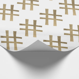 Papel De Presente Hashtag dourado