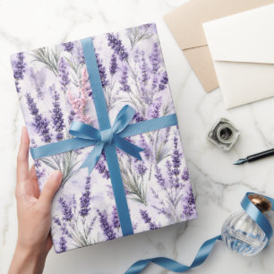 Papel De Presente Hastes de Campo de Lavanda Roxa Calmante