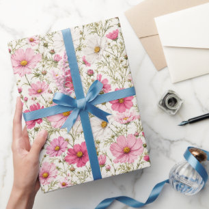 Papel De Presente Hastes de Flor de Cosmos Arejadas