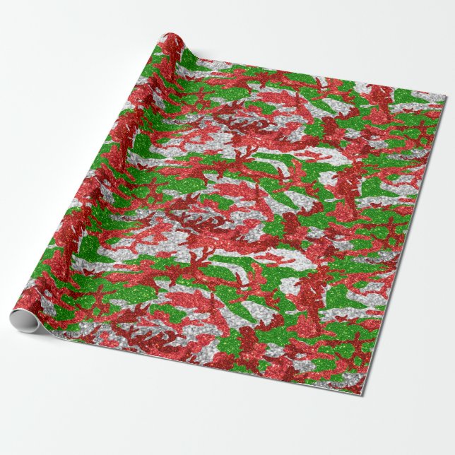 Papel De Presente Haus Do Padrão De Natal De Camo Silver (Desenrolado)