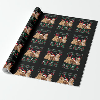 Papel De Presente Havanese Dog Reindeer lights UGLY Christmas Pajama