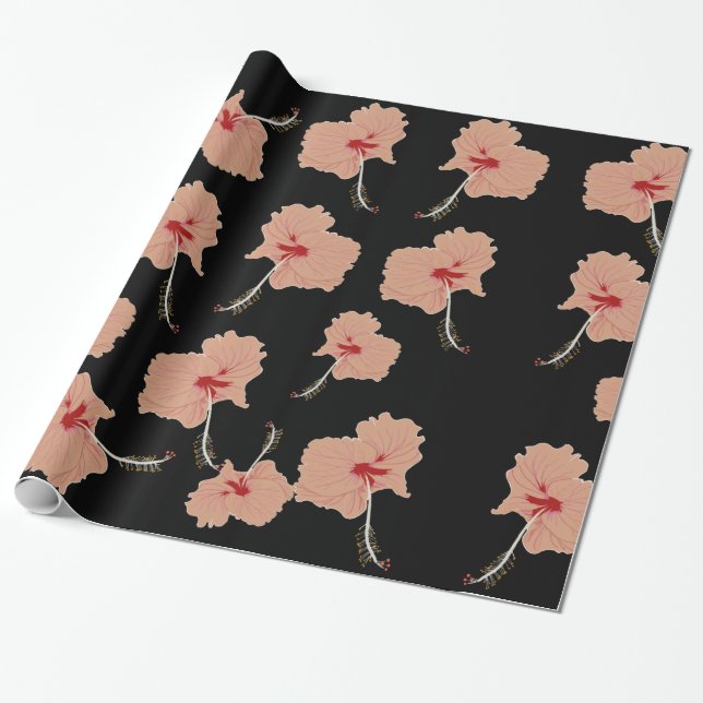 Papel De Presente Hawaii Hibsicsus Flowers (Desenrolado)