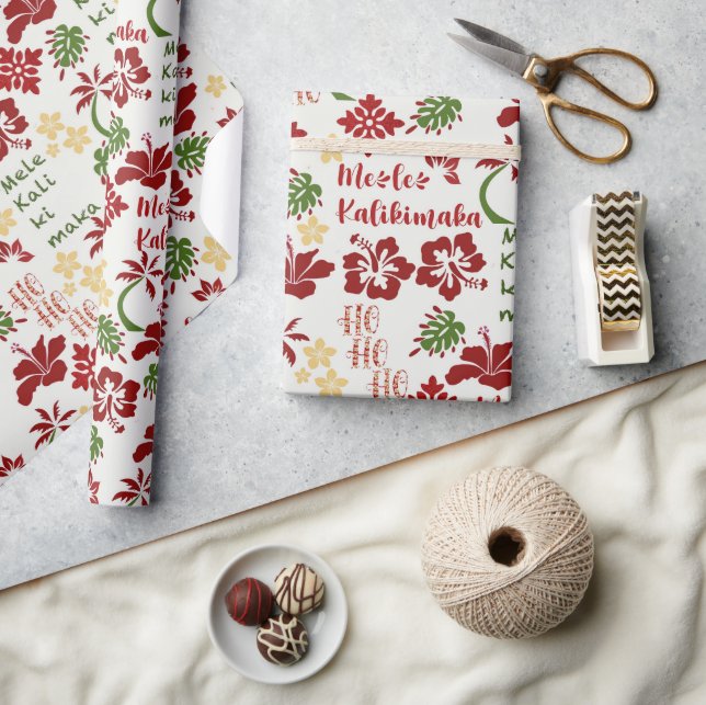 Papel De Presente Hawaiian Mele Kalikimaka 3 (Artesanato)