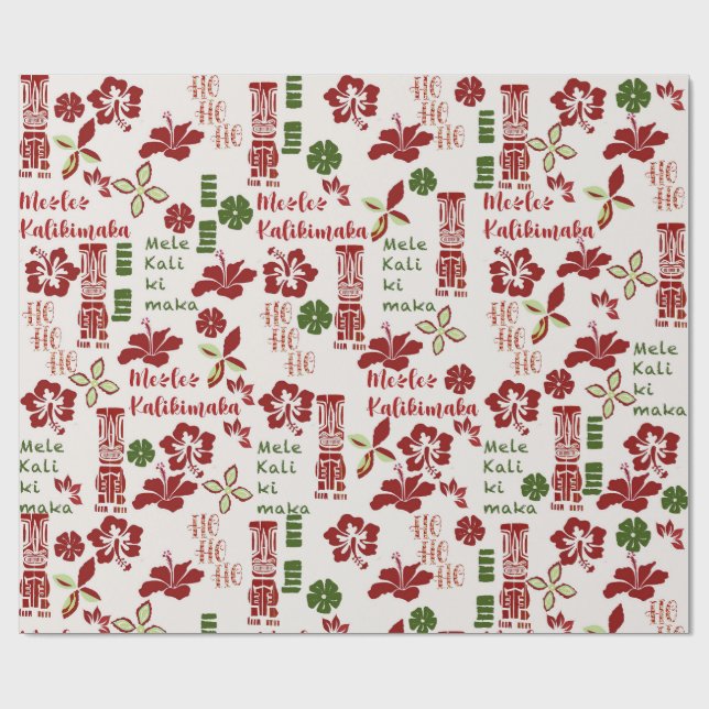 Papel De Presente Hawaiian Tiki Mele Kalikimaka (Aberto)
