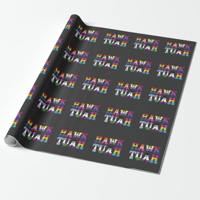 Papel De Presente Hawk Tuah Funny LGBTQ Rainbow Flag Ally Trans (Desenrolado)