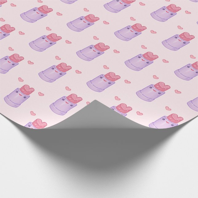 Papel De Presente Heart Lipstick Pastel Kawaii (Ponta)