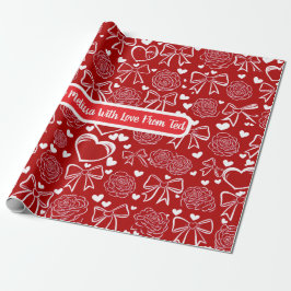 Papel De Presente Hearts and Roses Personalizable Wrapping Paper
