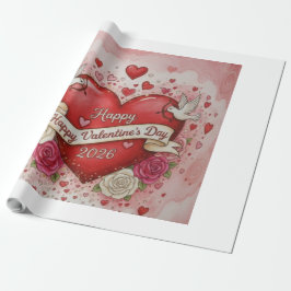 Papel De Presente Hearts & Doves - valentine's Day 2026 Design
