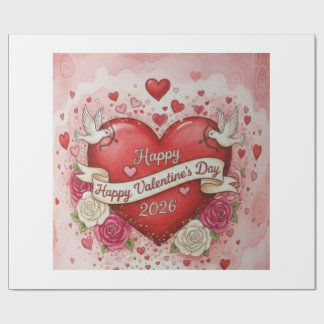 Papel De Presente Hearts & Doves - valentine's Day 2026 Design