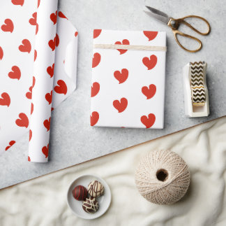 Papel De Presente Hearty Hearts - Red and White - Wrapping Paper