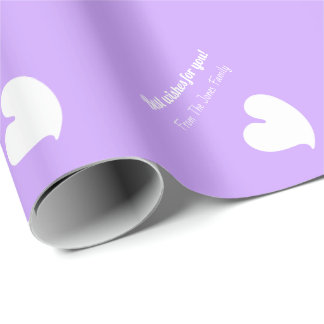 Papel De Presente Hearty Hearts White and Lilac Custom Text -
