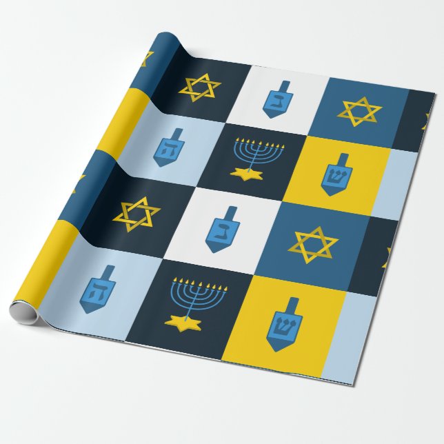 Papel De Presente hebrew hanukkah colorblock (Desenrolado)