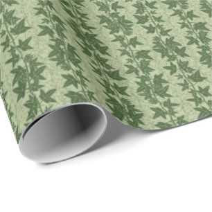 Papel De Presente Hedera Ivy Vines - padrão D_L verde botânico.
