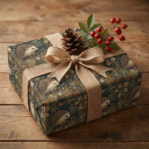 Papel De Presente Hedgehog no estilo Forest William Morris