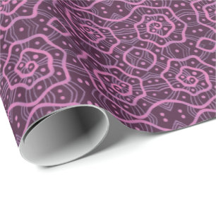 Papel De Presente "Hélices cor-de-rosa" padrão arabesco rosa e rox