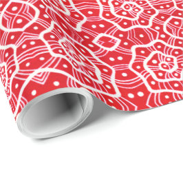 Papel De Presente Hélices vermelhas e brancas, curvas de neve, padrã