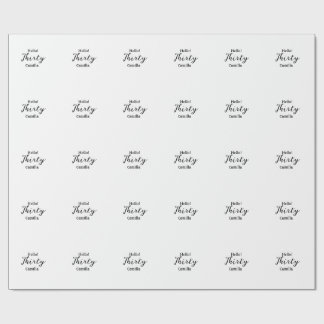 Papel De Presente Hello thirty birthday name simple minimal elegant 
