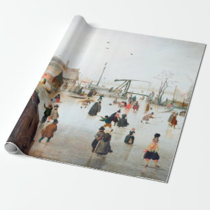 Papel De Presente Hendrick Avercamp Ice Skating perto de uma aldeia