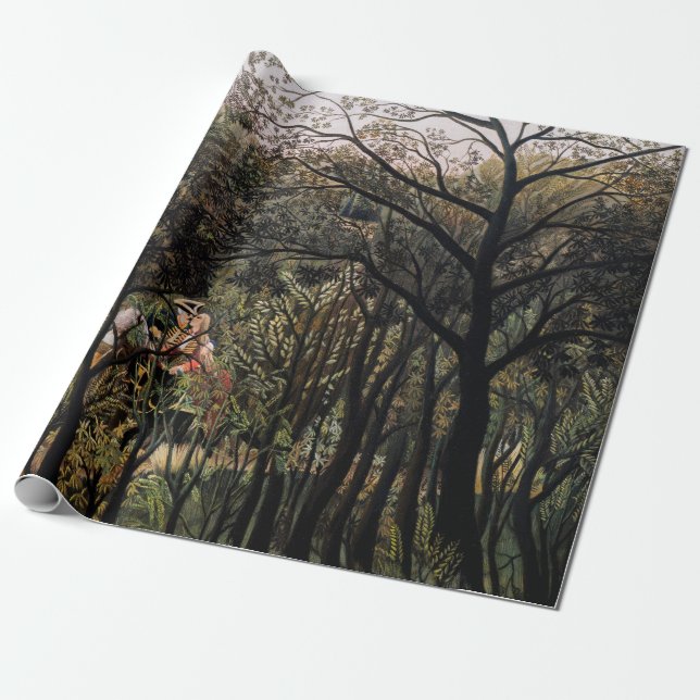 Papel De Presente Henri Rousseau - Encontro na Floresta (Desenrolado)