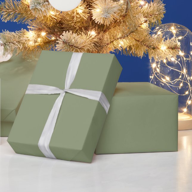Papel De Presente Herança Moderna Verde Musgo Sólido (Feriados)
